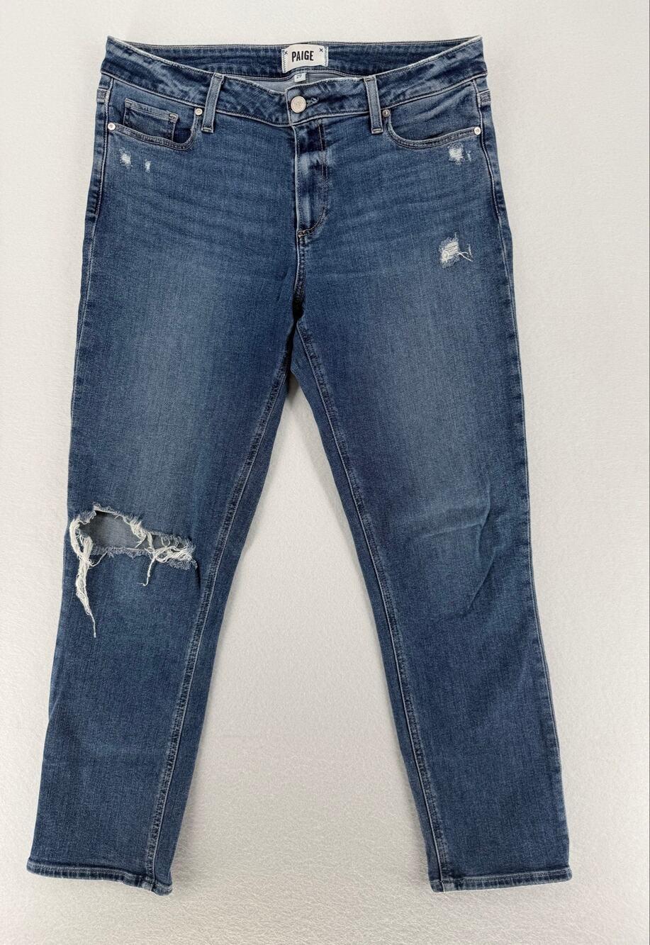 PAIGE Brigitte Jeans Womens 29 Distressed Slim Boyfriend Straight Blue Denim